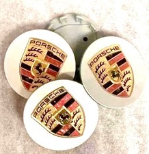 SET OF 4 76mm Silver Porsche Center Caps  911 Cayenne Panamera Cayman