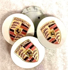 SET OF 4 76mm Silver Porsche Center Caps  911 Cayenne Panamera Cayman