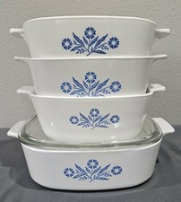 Vintage Corning Ware Blue Cornflower lot: 4 casseroles with 1 lid