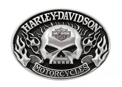 Harley-Davidson Gürtelschnalle Immunity Skull, Schwarz/Silber, Nickelhaltig