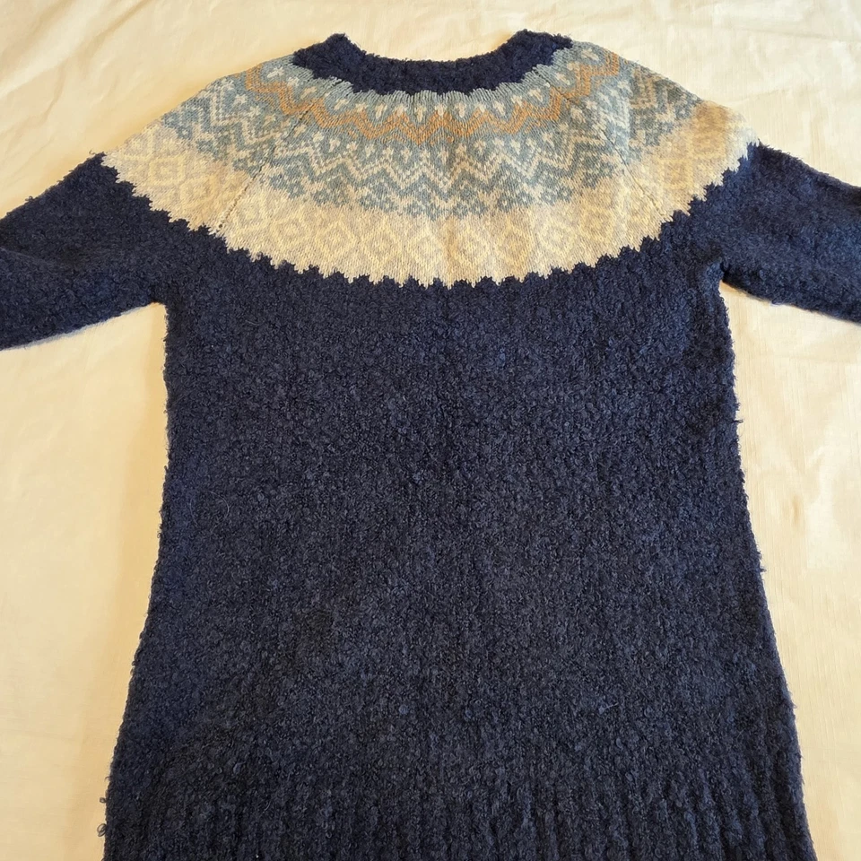 Suéter feminino Woolrich Fair Isle azul marinho malha nórdica pulôver G grande... - Imagem 3 de 4