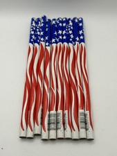 Lot 10 Pencils Patriotic US Flag Vintage Look American 2 Lead Wooden 7  USA