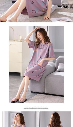 Women Pajamas Sleepwear Short Sleeve Sleep Shirt Dress Nightgown Home Wear - Picture 8 of 16
