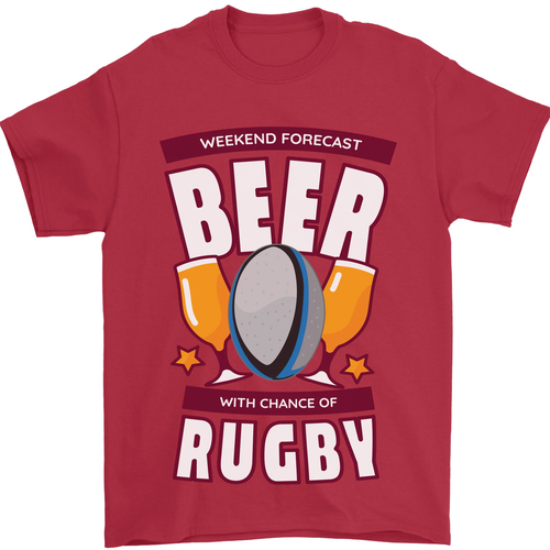 Weekend Forecast Beer Alcohol Rugby Funny Mens T-Shirt 100% Cotton - Picture 89 of 107