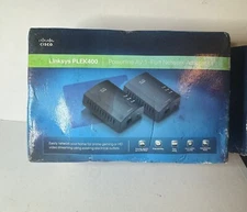 Linksys Cisco Powerline 400 Bridge PLEK400 Homeplug AV Kit Outlet Network Extend