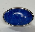 Vintage Big Blue Stone Color Silver Color Ring Costume Jewelry Fashion Size 6