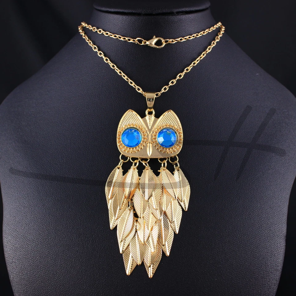 Lange Halskette & Anhänger Eule, Damen Gelb-Gold, + Etui, Weihnachtsgeschenk - Bild 4 von 4