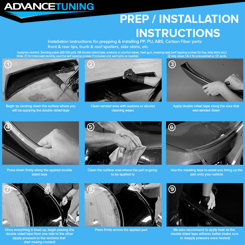 For 15-23 Dodge Challenger IKON V3 Style Rear Bumper Lip Diffuser Matte Black PP