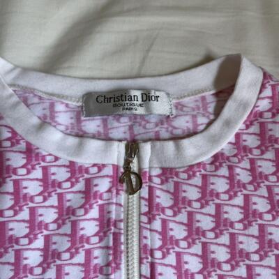 Christian Dior Trotter Cardigan Zipper Jacket Pink x White Cotton