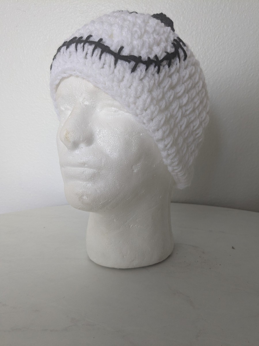 Jack SkellingtonFace Beanie Hat White And Black Crochet | eBay