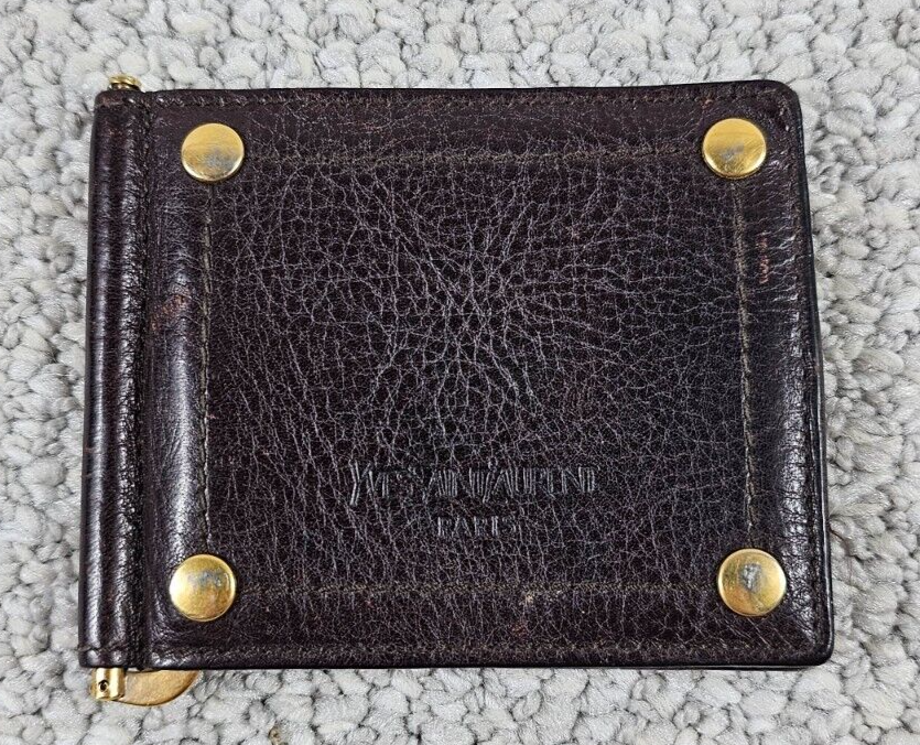 サンローラン　マネークリップ　ブラウン Brandol / SAINT LAURENT サンローラン パリ 二つ折り財布 YSL