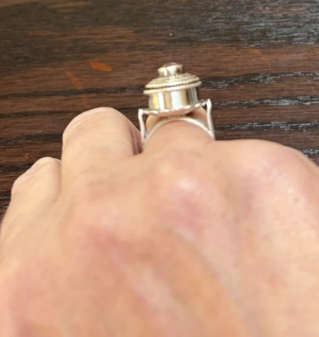 Anillo ámbar ESTILO ARTESANAL de colección PLATA ESTERLINA 925 talla 7 cuerda diseño vieira Foto 4 de 4