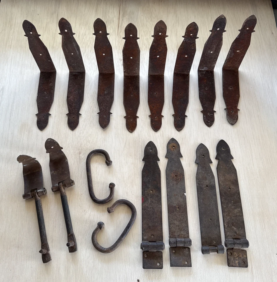 ANTIQUE TRUNK HARDWARE SET Hand Forged Reclaimed Architectural - Image 2 of 4