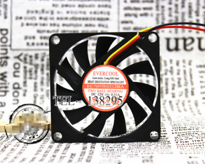 1PC EVERCOOL EC7010HH12BA 7CM 7010 12V 0.31A 3-wire cooling fan *