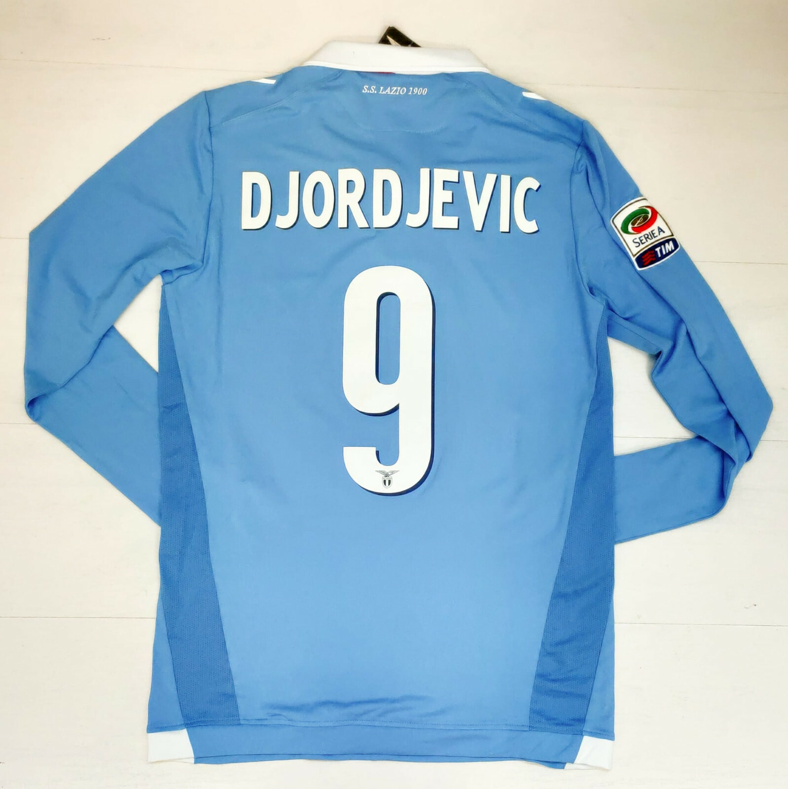 6648 Macron Ss Lazio Djordjevic 9 Home Match Jersey Football Long Sleeves 2014