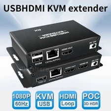 60M HDMI USB KVM Extender Splitter over Ethernet Cat5e/6 Video Audio Extension 