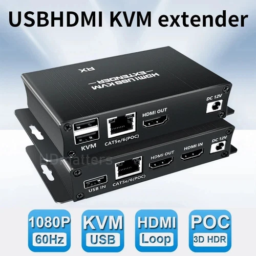 60M HDMI KVM Extender POC over Ethernet Cat5e/cat6 1080P RJ45 HDMI USB Extender - Bild 1 von 16