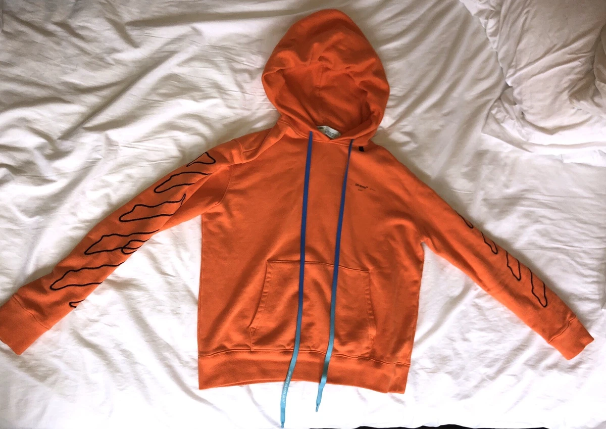 tennis Slægtsforskning svinekød Off White Orange &amp; Black Abstract Arrows Slim Hoodie Size Large | eBay