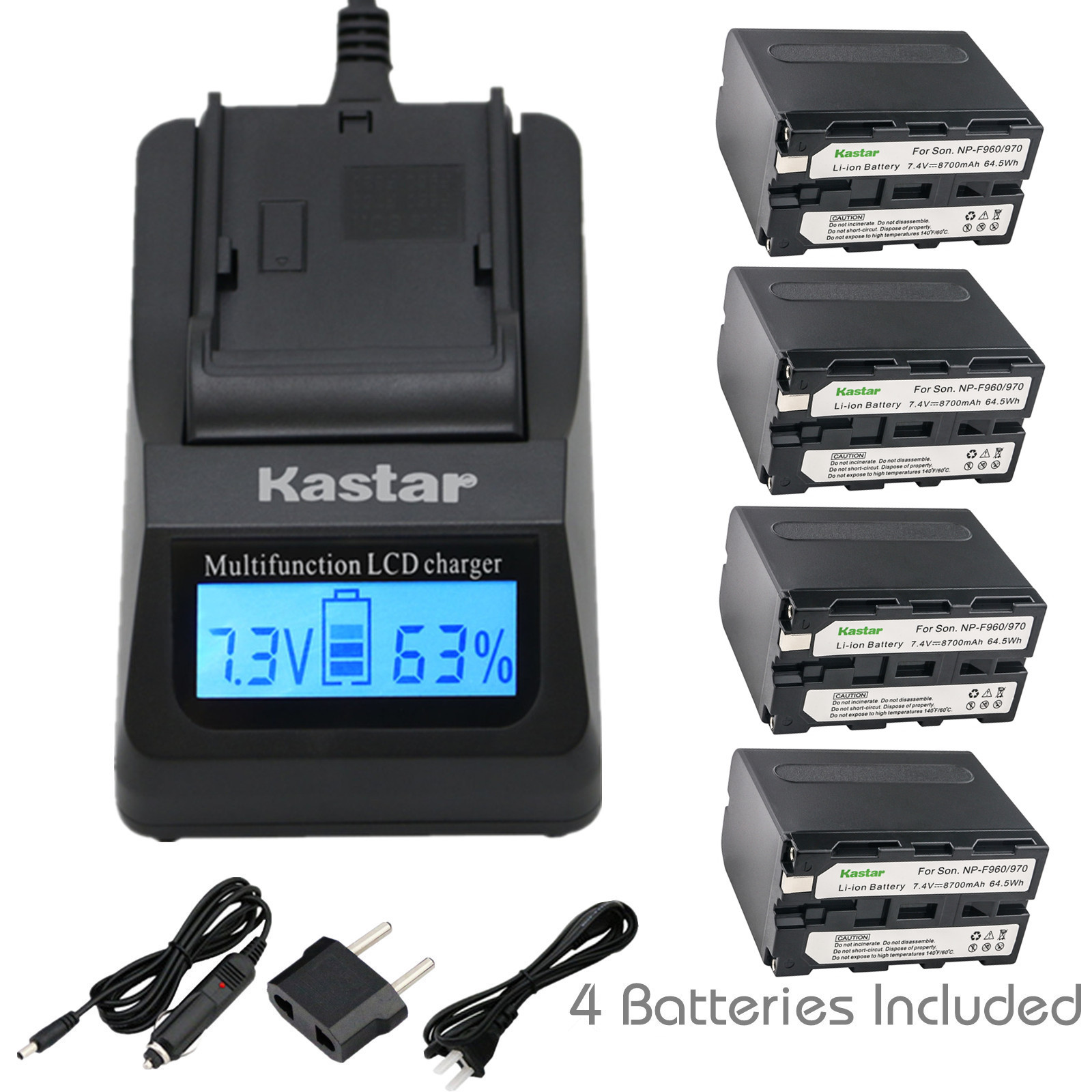 Kastar Battery LCD Fast Charger for Sony NP-F970 CCD-TR3100 