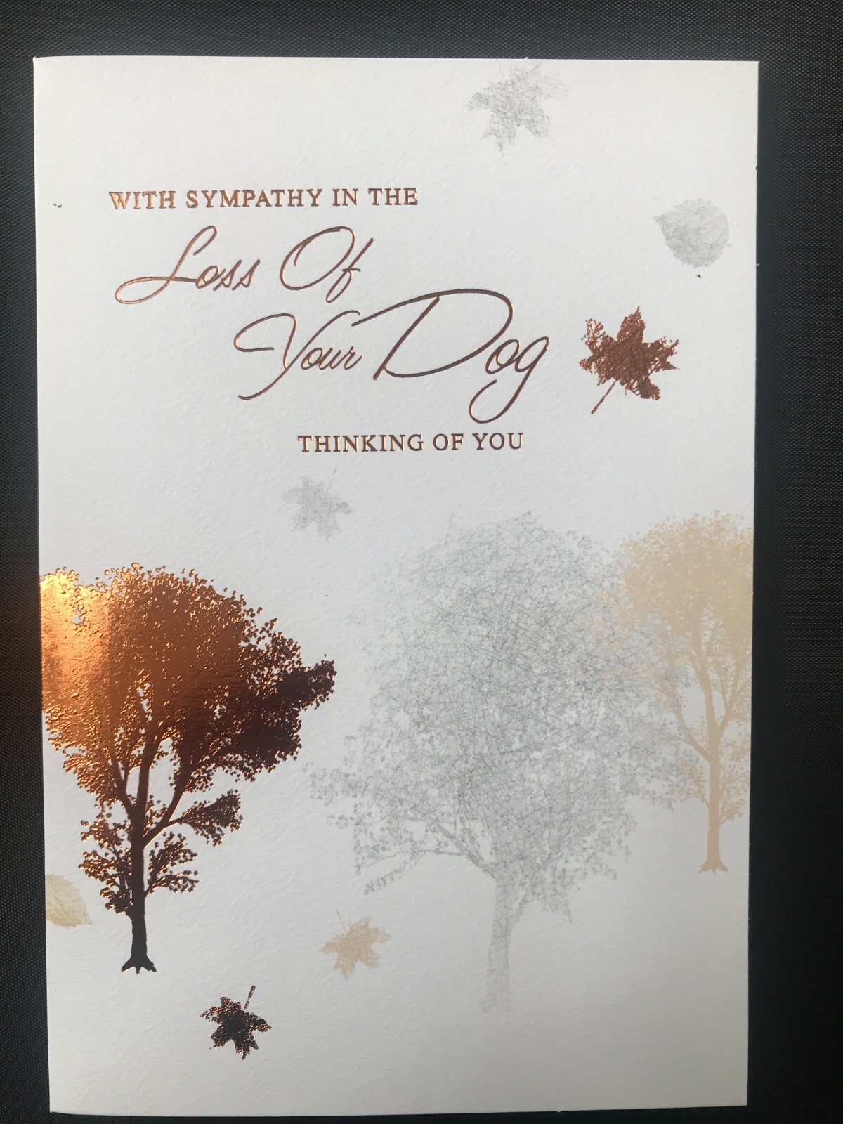 Sympathy card, bereavement, condolence, loss of dog, trees, 7