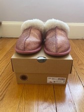 UGG SCUFFETTE II Sparkle Slippers, Shearling Lined Size US 7 Pink Glitter