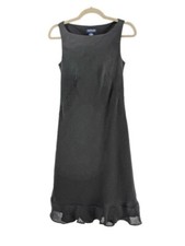 Ann Taylor Sleeveless Black Dress with White Stripes Knee Length Size 8P