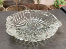 Rare 1900 Collectible Old Vintage Handmade Pressed Cut Clear Glass Ashtray