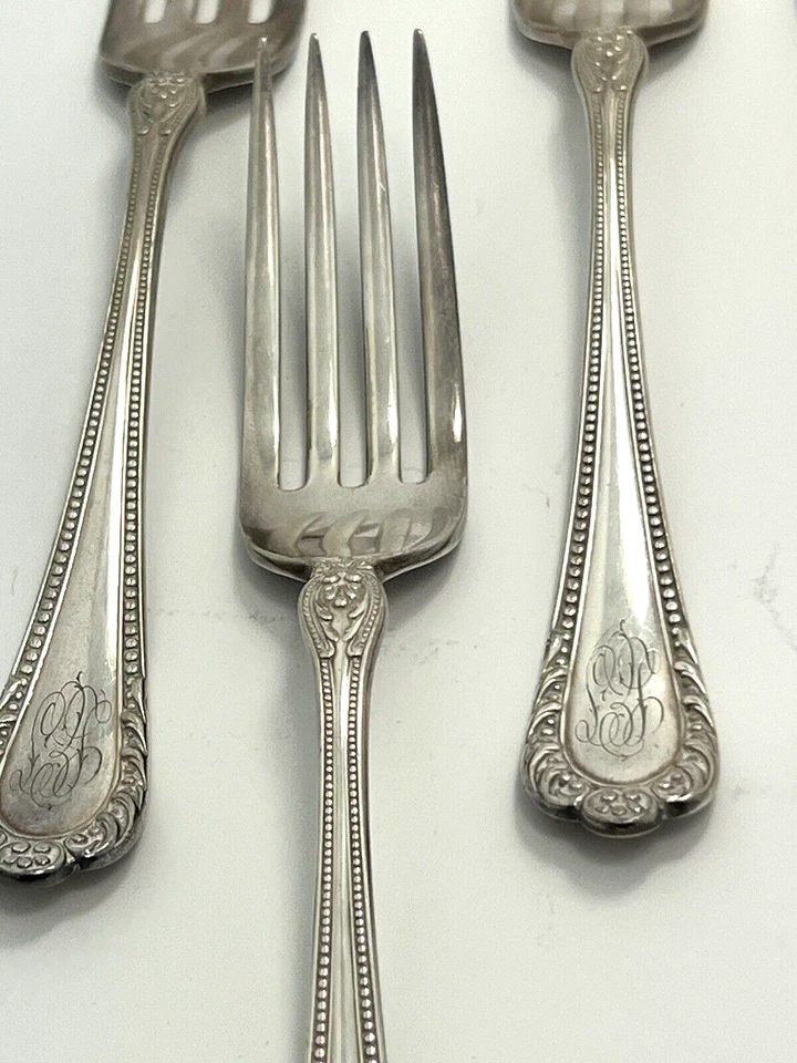 Juego de 9 tenedores de cena antiguos Gorham de 1896 con monograma Foto 4 de 4