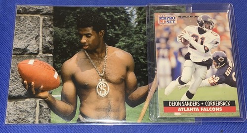 Neon Deion Sanders Football Card & Photo Bundle | NFL Collectors Lot