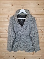 Annette Gortz Teddy Coat Jacket Fleece Large Wool Mohair Blend Grey Black