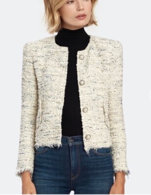 【I AM MARI】Robs Round Tweed Short Sleeve Jacket IRO Mercie Tweed Jacket Size 42 US 10 | eBay