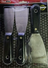 ToolRite Putty Knife Scrapers, Spackle Knife, Metal Tool for Drywall Finishing