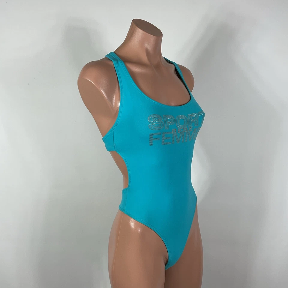 De Colección Bebe SPORT Brillo Embellecido Tanga Traje de Baño Sujetador Incorporado Espalda Abierta Y2K Foto 4 de 4
