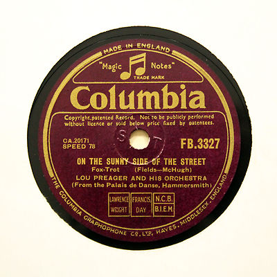 Lou Preager Orchestra On The Sunny Side Of The Street E Columbia 78 Rpm Ebay Lou Preager Orchestra On The Sunny Side Of The Street E Columbia 78 Rpm Ebay