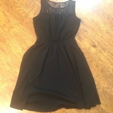 Women's Black Tank Dress with Lace Detail