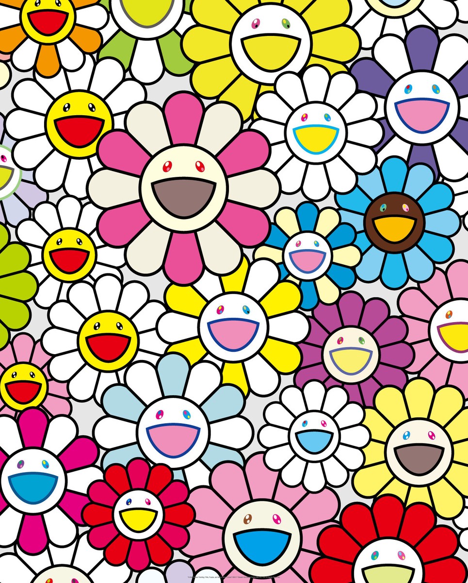 Takashi Murakami a little flower painting pink purple and many