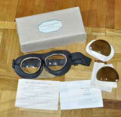 Vintage Pilotenbrille PO-1M mit dunklen Ersatzgläsern. In OVP UdSSR