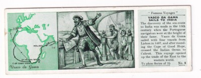 Vintage 1934 Sea Voyage Card VASCO DA GAMA Sails to India
