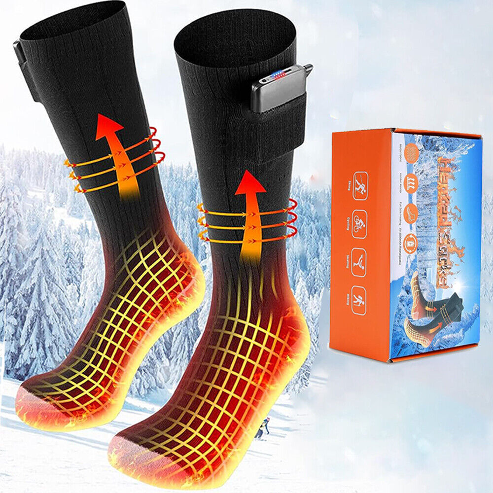 Men Women USB Electric Heated Super Warm Socks Rechargeable