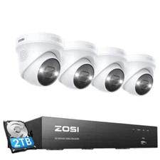 ZOSI 4K PoE Home Security Camera System with Human Detection 24/7 Recording 2TB
