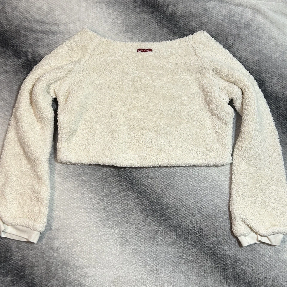 Толстовка женская Hard Tail плюшевая укороченная 100% хлопок кремовая средняя - Изображение 4 из 4
