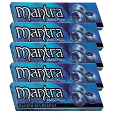 Mantra Papers Blueberry Flavored Rolling Paper 33 Leaves Each (5 Booklets)