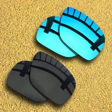 US 2 Pairs Lenses Replacement for-Oakley Dispatch 1 Polarized-Black Ice Blue
