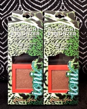 2pk IONI GOLDEN SUN GLOW FACE HIGHLIGHTER TAN BRONZER MINI KITS PRESSED POWDER