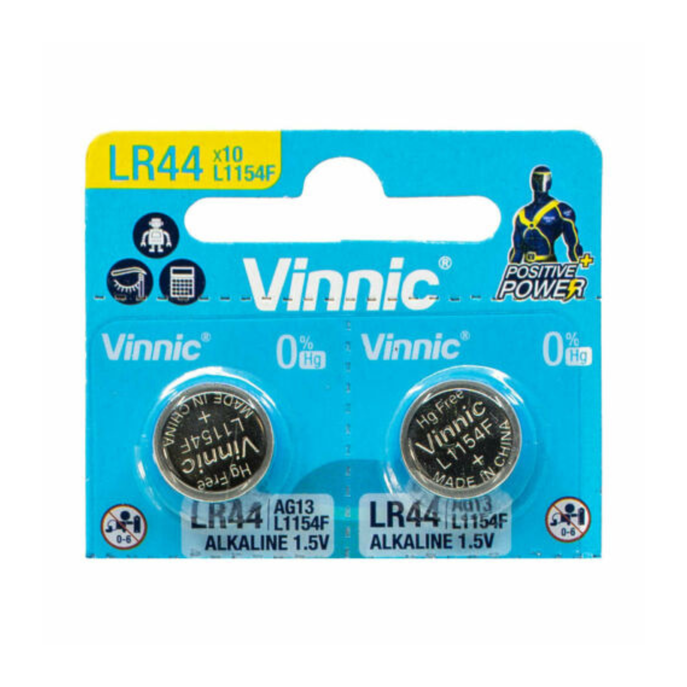 L1154 LR44 BATTERIES VINNIC ALKALINE 1.55V AG13 357 G13 L1154F A76 Coin