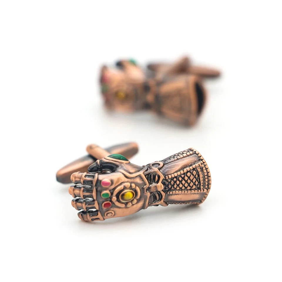 Gemelos de cobre de calidad color bronce diseño guantes infinitos de película clásica para hombre Foto 2 de 4