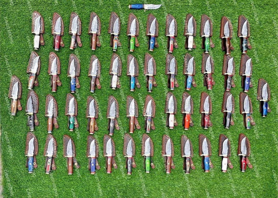 Lots of 60 Custom Handmade Damascus Steel 6" Skinner & Hunting Knives W/Sheath. - Image 2 of 4