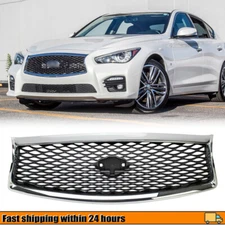 For 2014 2015 2016 2017 Infiniti Q50 Chrome Front Bumper Grille Grill Assembly