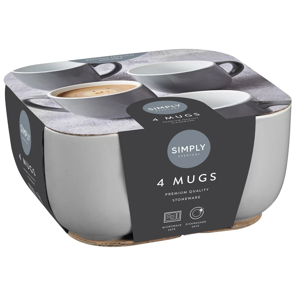 4Pk Simply Everyday Gloss Mugs Add Some Style In Your Kitchen And Home - Grey - Image 2 of 4