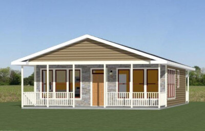 28x34 House -- 2 Bedroom 2 Bath -- 952 sq ft -- PDF Floor Plan -- Model 1B
